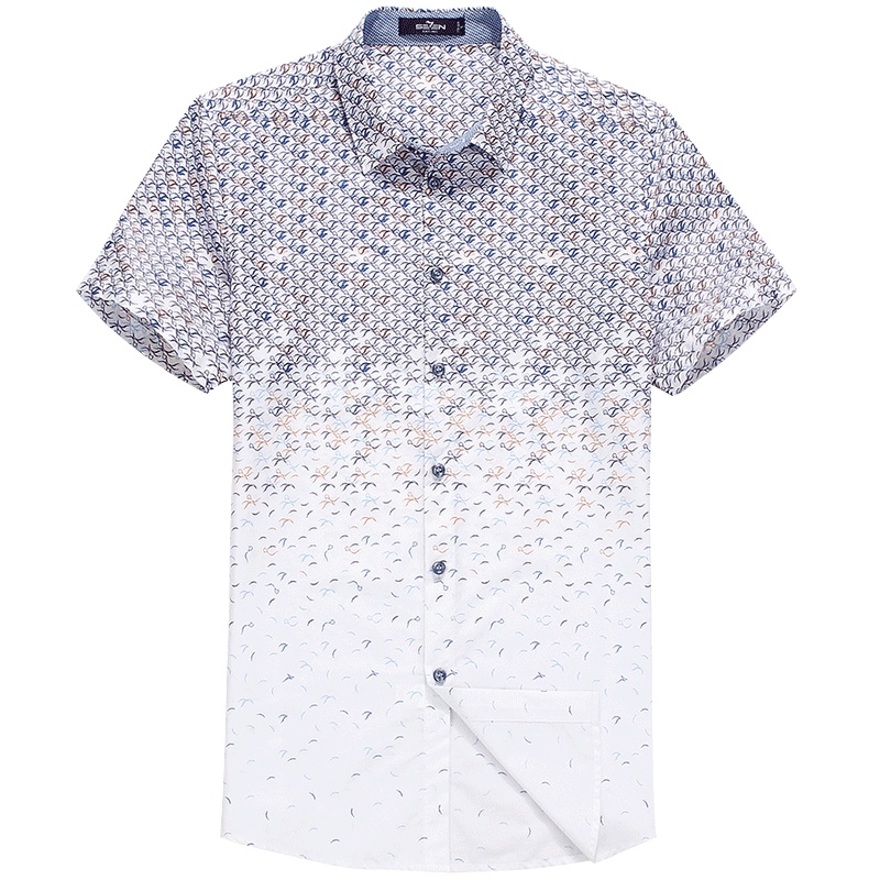 柒牌SEVEN男装短袖衬衫纯棉时尚翻领商务休闲短袖衬衣短衬