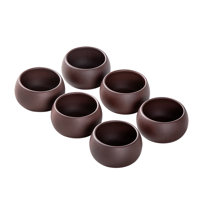 金镶玉 紫砂杯 功夫茶杯套装原矿紫泥主人品茗杯6只装50ml(罗汉杯)