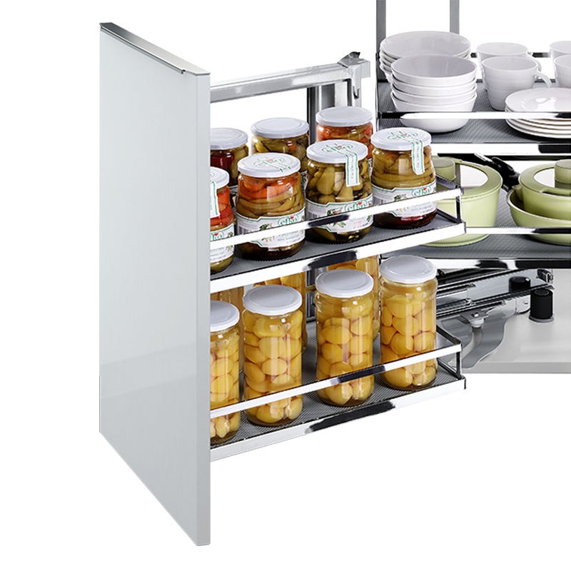 HIGOLD/悍高阻尼碗碟抽屉调味篮碗架厨房橱柜配件转角拉篮