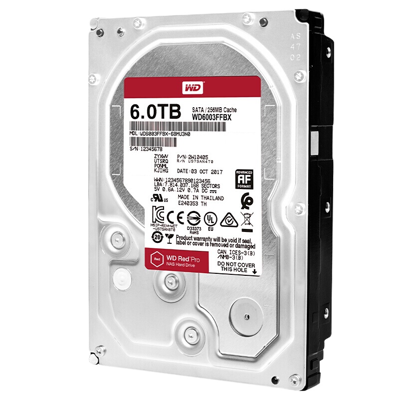 西部数据(WD) WD6003FFBX 红盘Pro 6TB 网络储存硬盘(NAS硬盘/SATA6Gb/s/256M缓存)