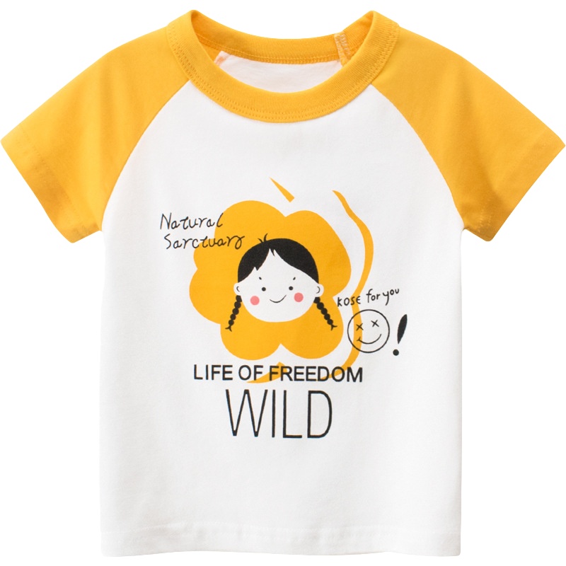 2020夏季新款女童T恤厂家儿童韩版纯棉半袖卡通上衣元氣小猴STRONGMONKEY