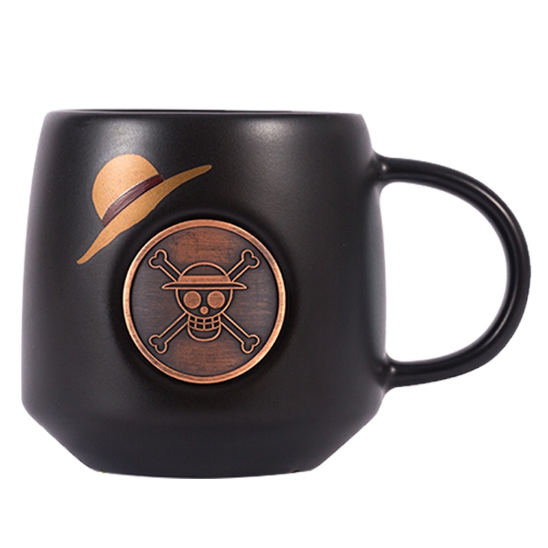 苏宁极物 | 航海王联名款铜章马克杯(草帽团)黑色onepiece日本官方正版授权联名6月第一弹原创设计