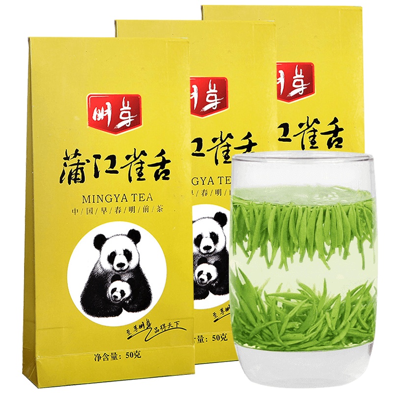 明芽雀舌绿茶2021新茶四川蒲江明前翠芽春茶嫩芽茶叶毛尖春茶明前50g*3袋