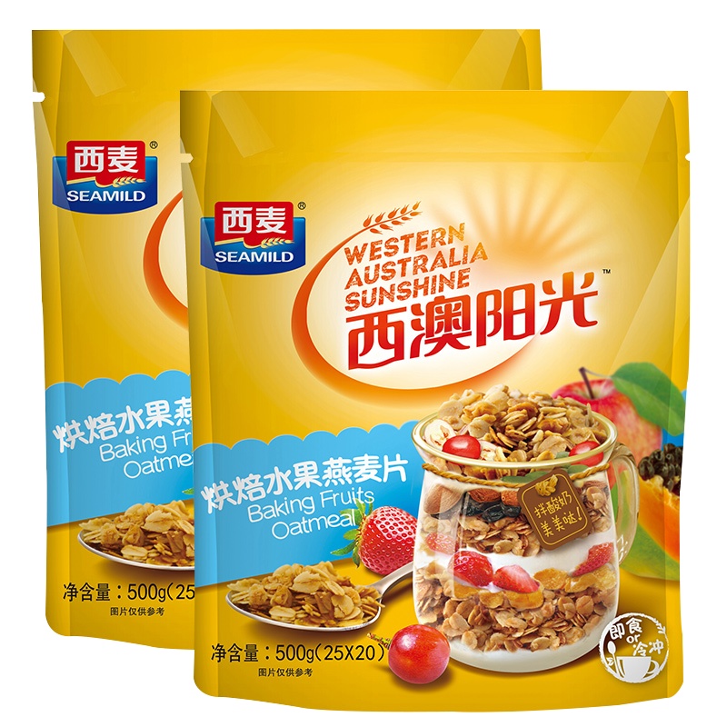 西麦 烘焙红枣坚果燕麦片500g 冷冲即食早餐谷物 可搭配酸奶 混合坚果麦片