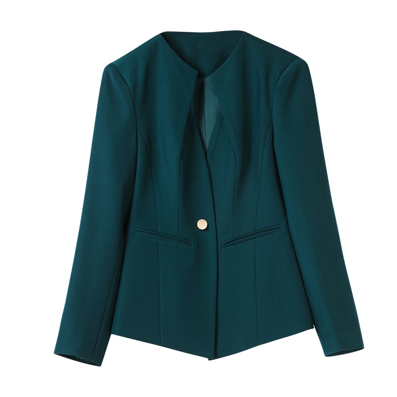 晩白 新品职业纯色经典一粒扣修身显瘦长袖西装外套上衣