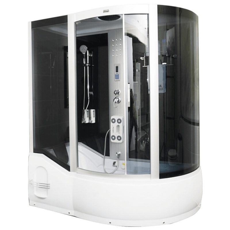 洗澡间整体淋浴房整体浴室玻璃隔断一体式淋浴泡浴双用沐浴淋浴屏 90*170黑色左群 不含蒸汽安心抵