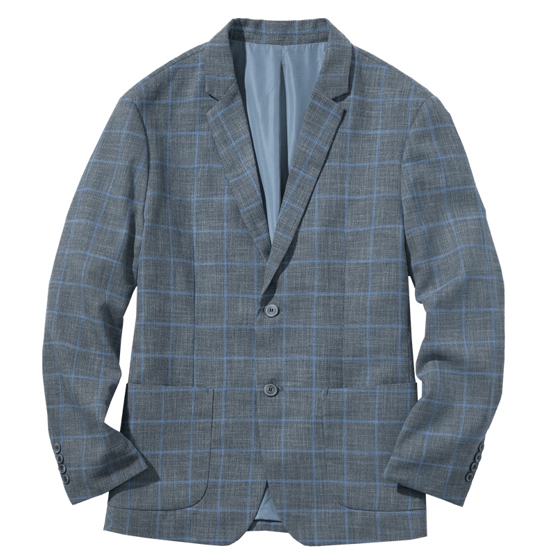 千纸鹤男便西2019春季时尚青年男士休闲格子西装外套男35088