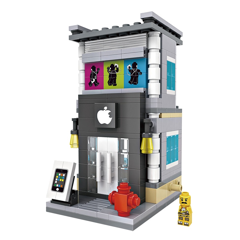 LOZ/俐智小颗粒积木迷你街景益智拼插女孩子拼装玩具房子1603苹果商店/301PCS