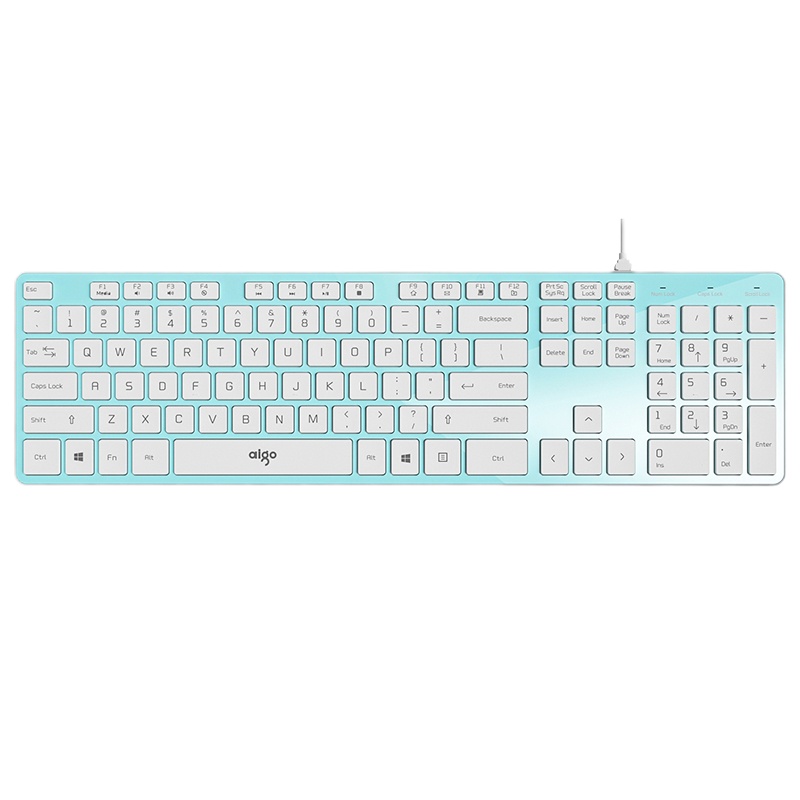 爱国者 (AIGO) 炫彩剪刀脚巧克力通用USB有线键盘 安静时尚 实用寿命长 V500 皓月银