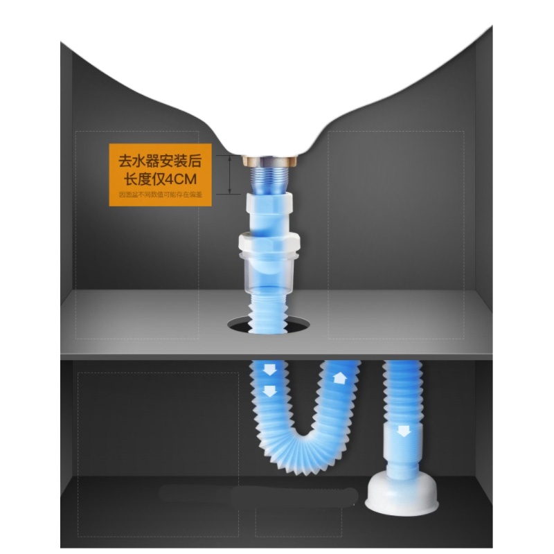 企购优品 面盆下水管套装304不锈钢 防臭反水弯S弯管落水管下水道 (有溢水口)