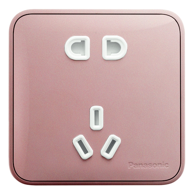 松下格彩玫瑰金开关插座家用86型带led指示灯三孔16A五孔二开双控