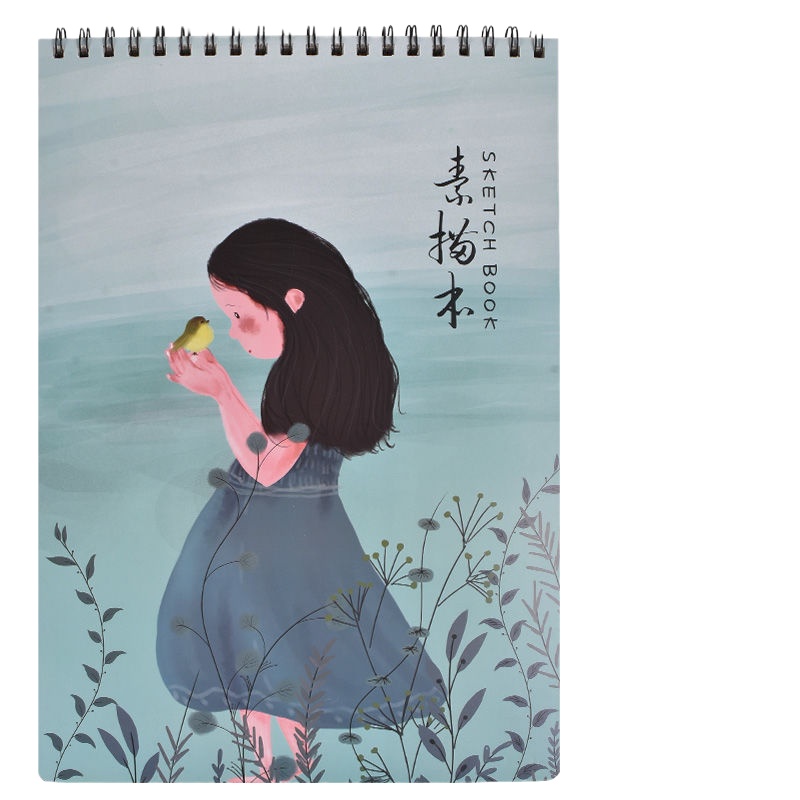 特大8K【少女】 大号可爱素描本100页加厚学生美术画画彩铅本8K空白手绘速写本子