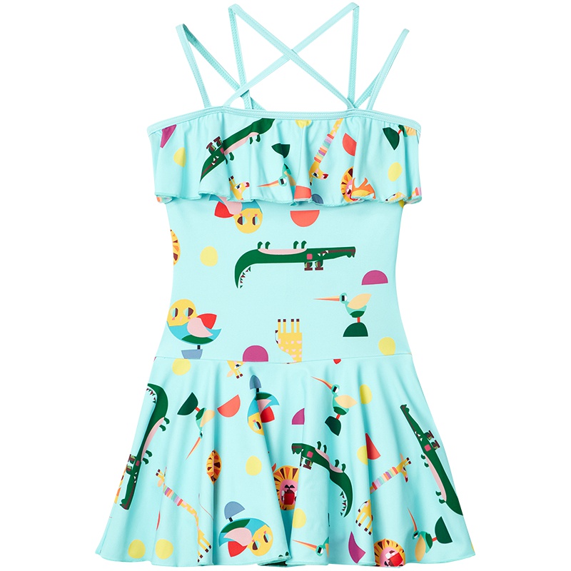 号手儿童泳衣女童韩版连体公主裙式可爱游泳衣女孩学生泡温泉泳装