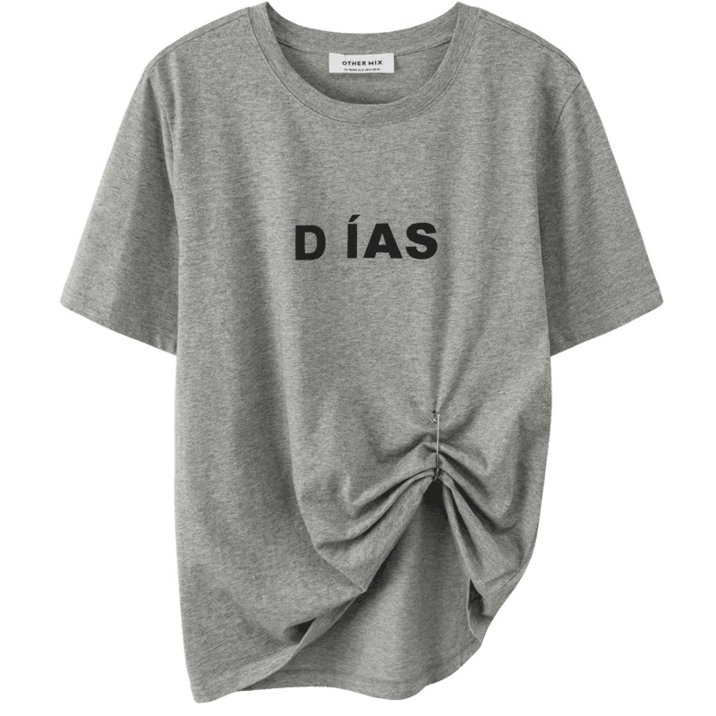 OtherMix字母别针T恤女2021年夏季新款韩版圆领宽松印花短袖上衣