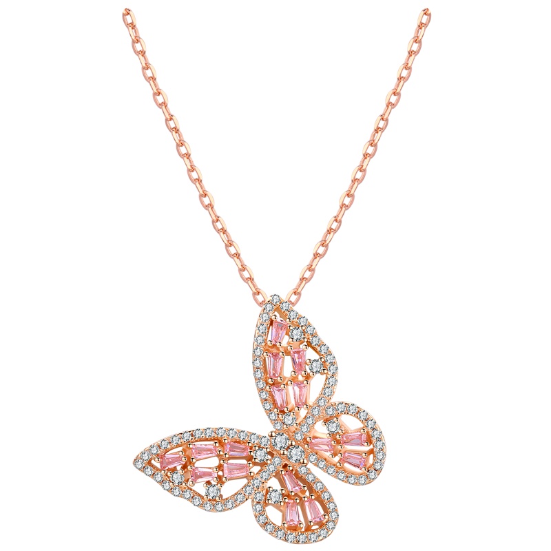 佰色传情BRIR S925纯银项链时尚气质夸张蝴蝶