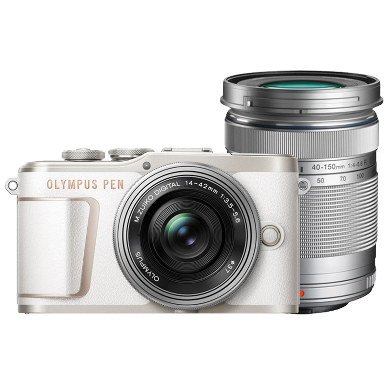 奥林巴斯(OLYMPUS) E-PL10 14-42EZ+40-150 R双镜头微单相机 防抖 4K视频 自拍美颜 白色