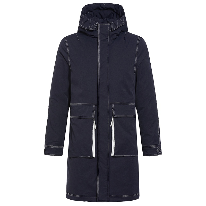 鸭鸭 90鸭绒冬季工装男士中长款连帽时尚羽绒服保暖冬外套