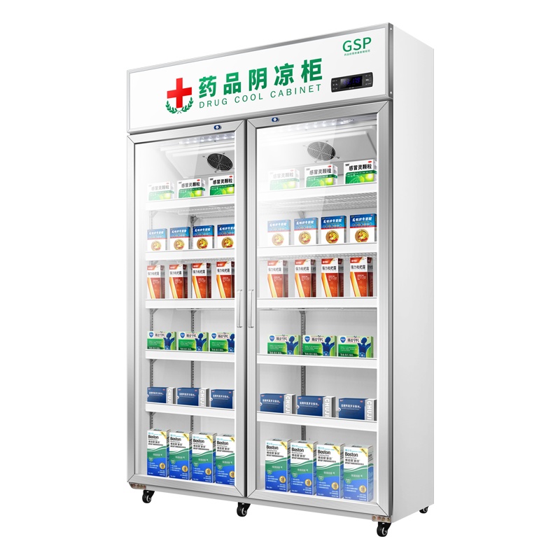 新飞(Frestech)药品柜 gsp认证 900L容量 双门铝合金 药店医用 药用冷藏柜 阴凉柜YPG-800JJH
