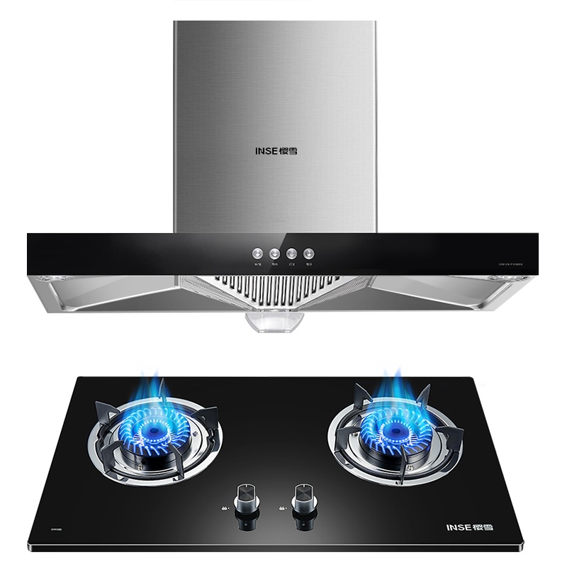 樱雪(INSE)烟灶套装 欧式大吸力吸油烟机 猛火燃气灶具F1930+Q1810B 液化气