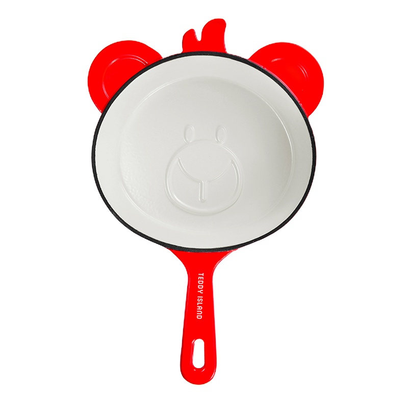 南极人小熊珐琅铸铁煎锅25cm外红内白NJR-FL004-B