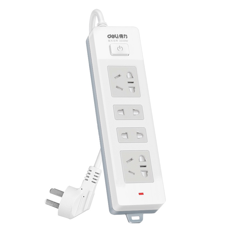 得力(deli)18242-02大孔距总控开关插座/插排/插线板/接线板/排插/拖线板 白色