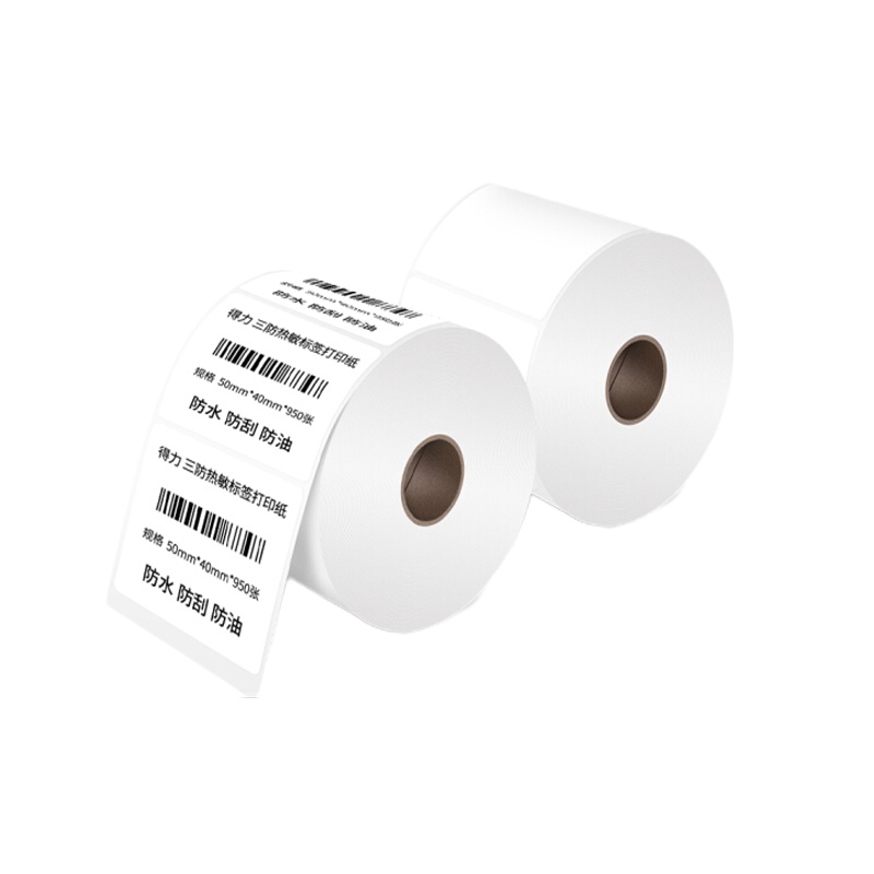 得力(deli)50*40mm三防热敏标签打印纸 不干胶打印纸电子称条码纸950张*2卷