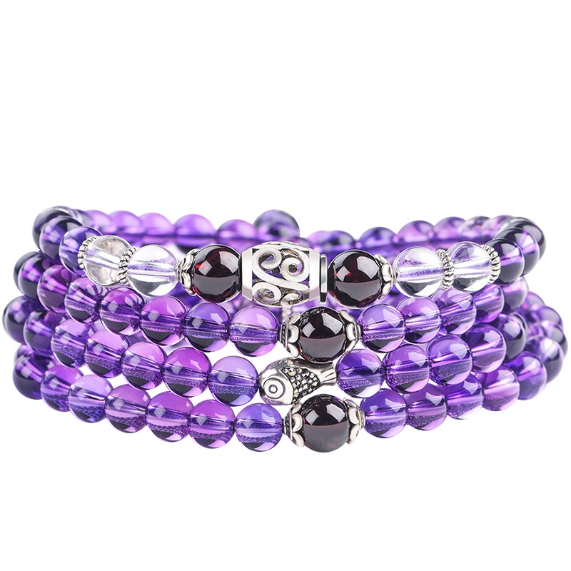 iSTONE/石头记合成紫晶925银饰结缘手珠女多圈紫水晶手链