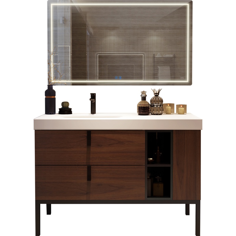 心海伽蓝(SHKL)北欧式浴室柜组合工业靠墙式落地智能镜灯洗脸盆洗手台盆柜 鱼肚白 落地柜