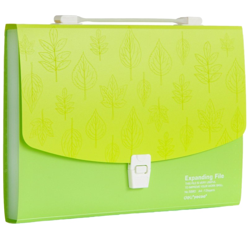 得力deli5880风琴包A4/12格多层商务彩色手提风琴夹 文件资料公文包330*240mm 颜色随机