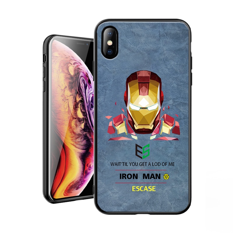 ESCASE 苹果xsmax手机壳iPhonexsmax保护套香水味全包防摔混纺布艺保护壳可爱动漫男女恶搞卡通潮牌钢铁侠