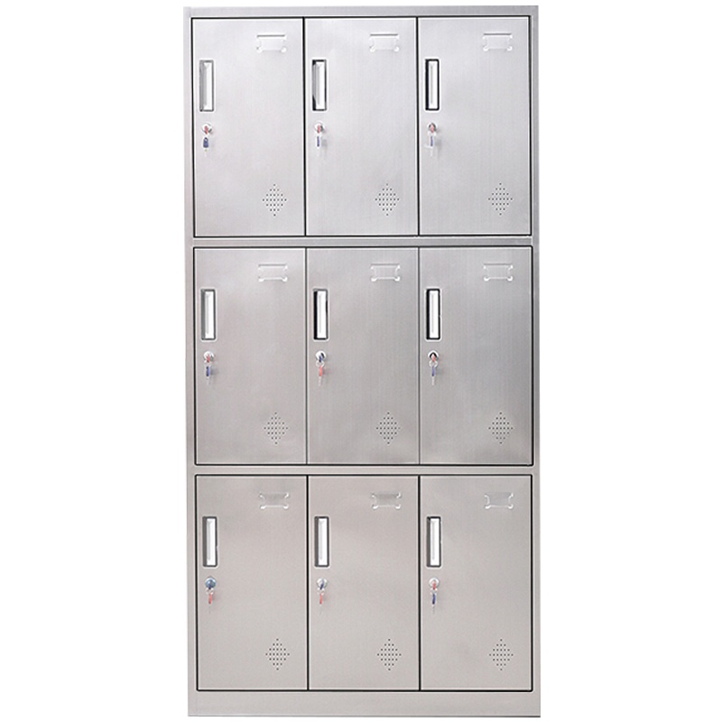 创世人 办公家具不锈钢九门更衣柜员工柜收纳柜储物柜铁皮柜存包柜鞋柜碗柜201不锈钢