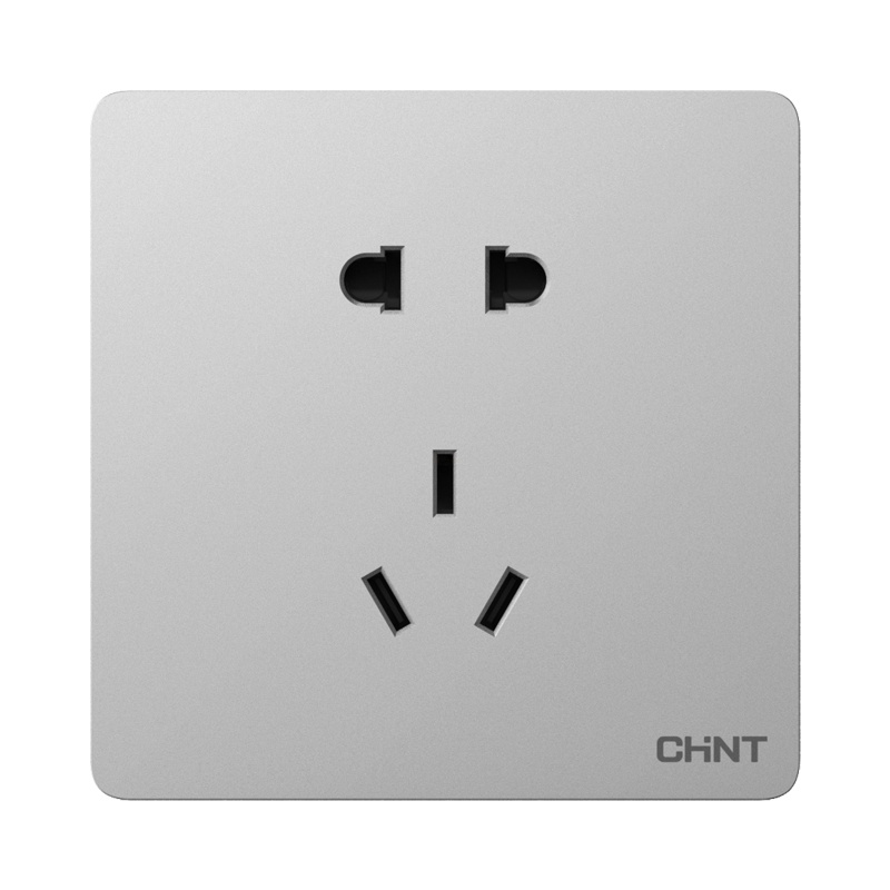 正泰开关插座6C系列86型插座一开多控暗装5五孔插座面板家用电源插座香槟金-幻影灰