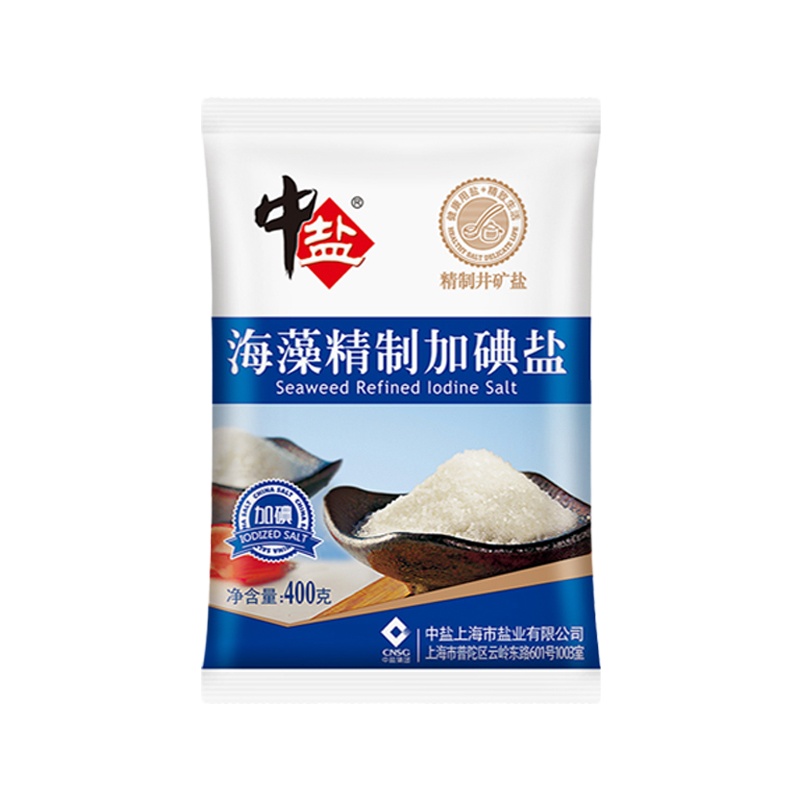 晋唐中盐 海藻精制加碘盐 400g 50袋/件