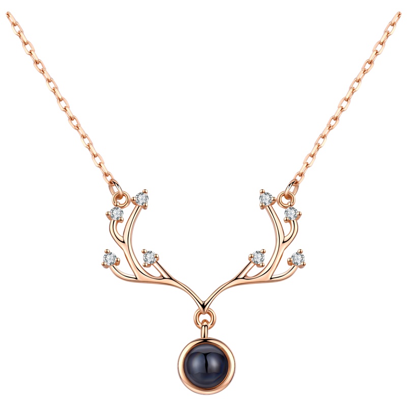 佰色传情(BRIR)一路(鹿)有你纯银项链女一路百种语言我爱你恶魔之眼网红项链送女友送老婆生日礼物