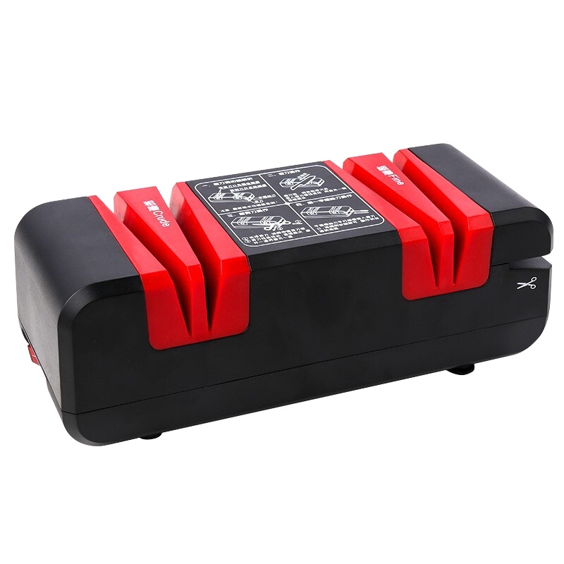 拜杰厨房电动磨刀器磨刀石家用多功能小型全自动可磨菜刀剪刀弯刀斧头快速磨刀机 黑红色