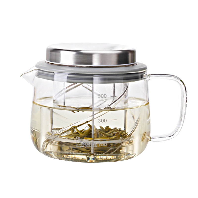 恒福(TEA MiLL)茶具 得意壶S-500(第二代) 玻璃茶壶花茶壶(单壶-咖啡色) 耐热玻璃