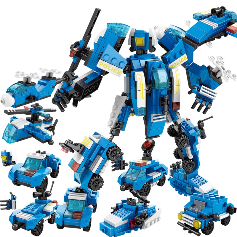 汇奇宝 兼容乐高积木军事坦克城市警察工程车6-14岁男孩子拼装益智玩具 警察系列整套八盒【353颗粒】