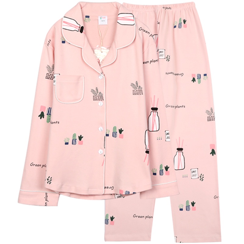 红豆儿童纯棉长袖家居服中大童女童睡衣套装家居服套装四季睡衣套装