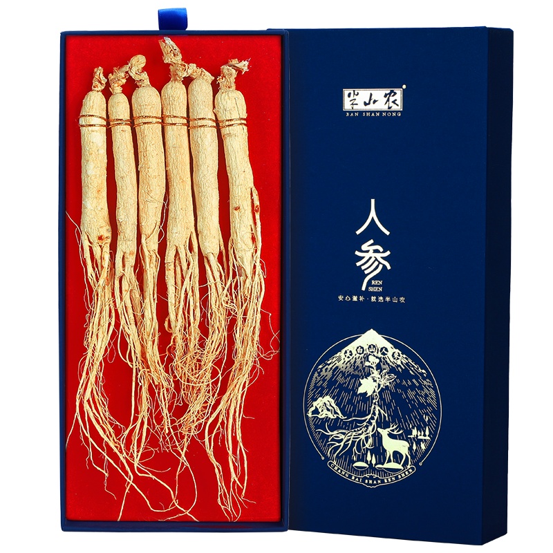 半山农 人参 精选吉林长白山生晒参 6支80克 泡酒药材非人参片人参粉