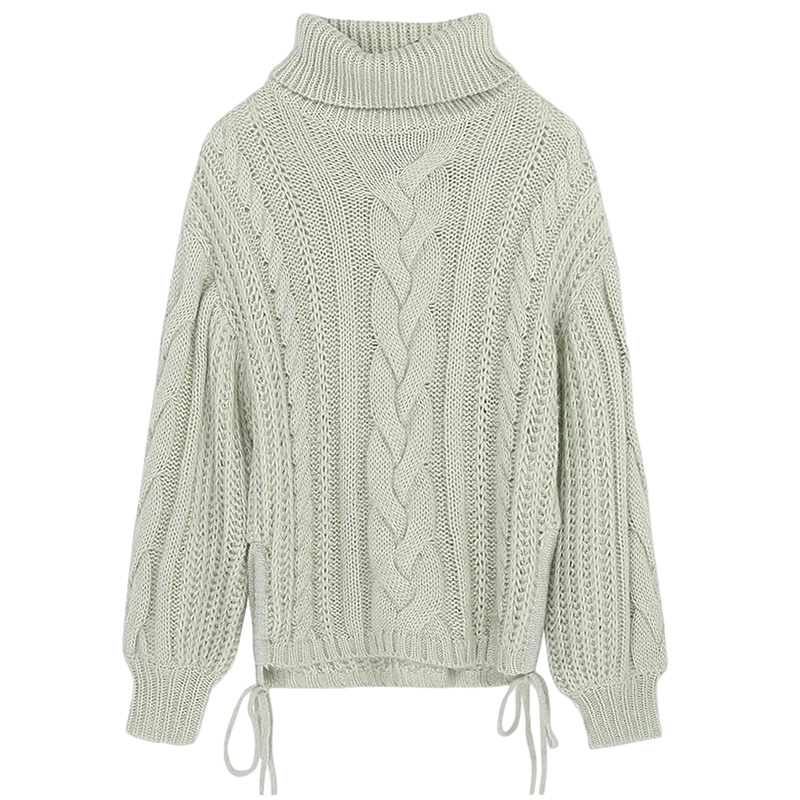 拉夏贝尔高领针织衫女装长袖冬季时尚套头宽松复古上衣打底衫外穿