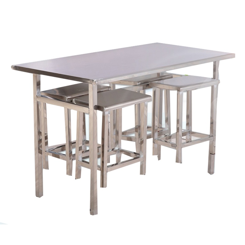 鑫虎威 不锈钢钢架8人餐桌组合员工食堂餐桌椅小吃店桌椅快餐店奶茶店桌椅组合