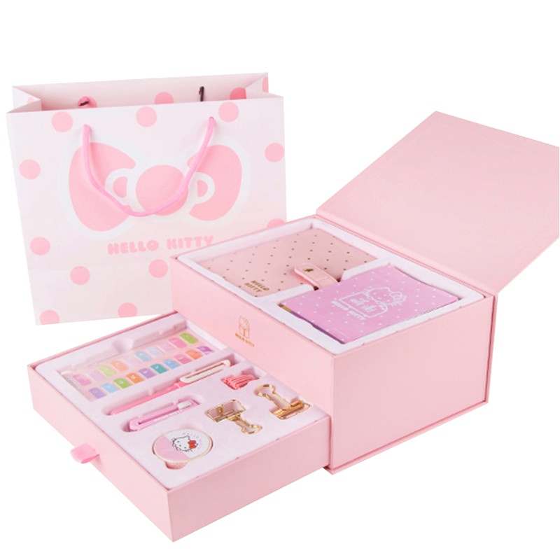 kinbor公主梦粉红DTB6507 手帐13件文具礼盒套装(皮面手账本子/钢笔/和纸胶带) 记事本笔记本文具本子