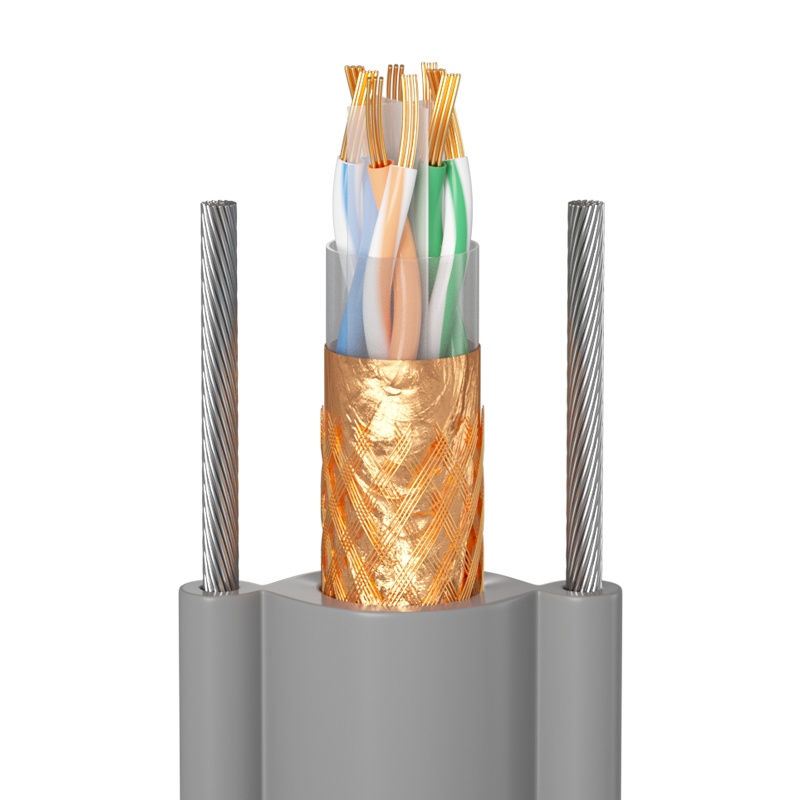 千天(QANTOP)电梯网线监控视频随行线双屏蔽双钢丝 六类千兆网络线8芯无氧铜高速传输QT-DT009