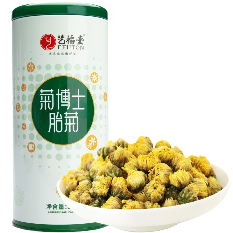 艺福堂 茶叶花草茶 菊博士胎菊花茶桐乡杭白菊 泡水喝的凉茶80g