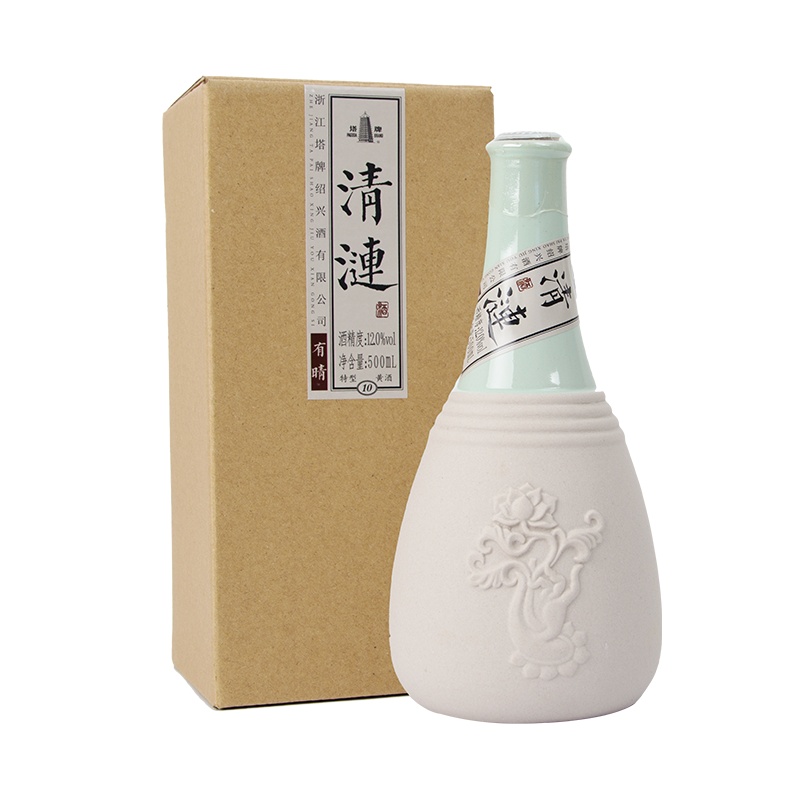 塔牌 绍兴黄酒 清涟有晴 手工酿造 半干型黄酒 500ml 礼盒装 八年手工冬酿(2瓶配1个礼袋)