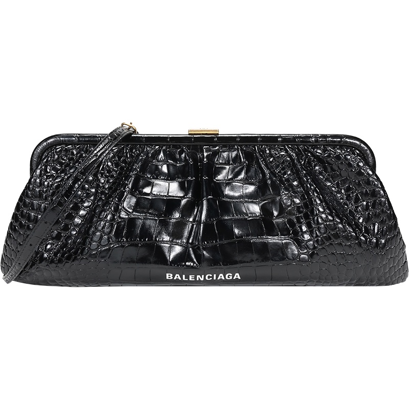 BALENCIAGA 巴黎世家 女士鳄鱼纹压花皮革CLOUD手拿包腋下包单肩斜挎包 618899 1RO5M