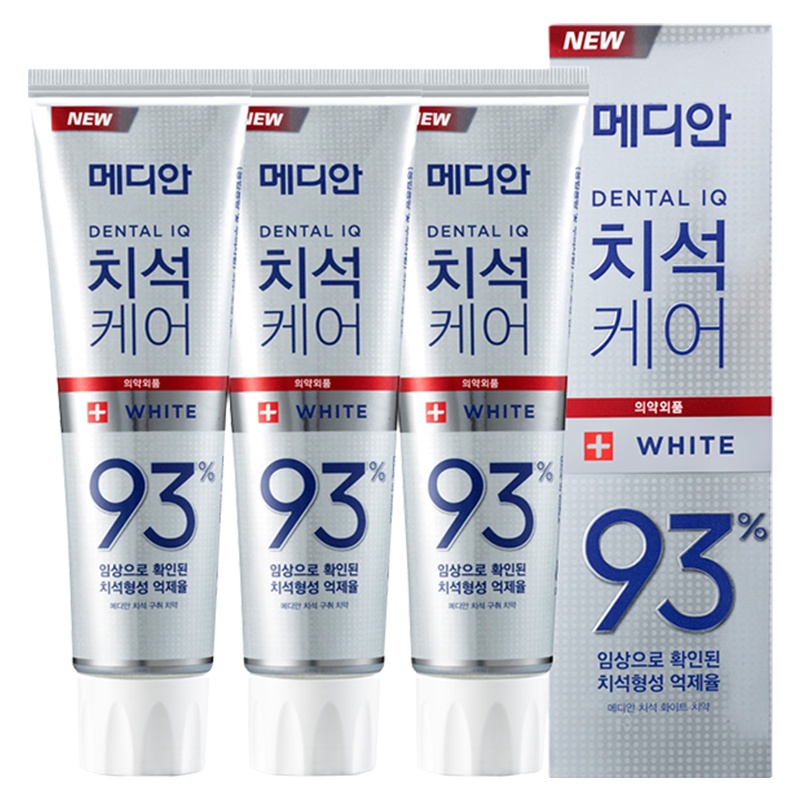 MEDIAN麦迪安 93%去除牙垢 高效净白牙膏 柑橘薄荷味 120g*3支 白色