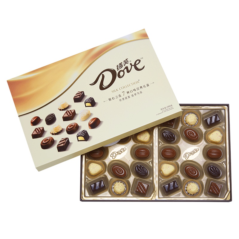 德芙(Dove)精心之选多种口味巧克力280g/盒圣诞情人节礼物