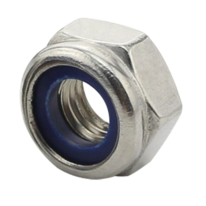 304不锈钢M20非金属嵌件六角锁紧螺母 防松防滑自锁螺帽