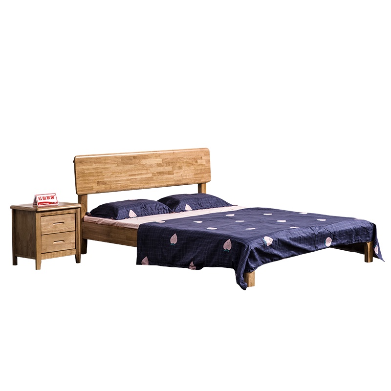 [红心家居]现代简约中式家具实木床组合卧室双人床1.5米床